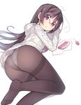  :&lt; arima_senne ass black_legwear crotch_seam egg_vibrator glasses kashiwamochi_yomogi long_hair looking_back original panties panties_under_pantyhose pantyhose purple_eyes see-through solo thighband_pantyhose underwear vibrator white_panties 