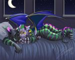  bed crome dragon dragoneer_(character) male moon night plushie scalie sleeping solo tongue wings zhivagod 