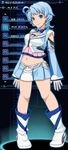  ahoge akito_(owata11) al-3_alice android blue_eyes blue_hair detached_sleeves highres midriff parody project_diva_(series) skirt solo super_robot_wars super_robot_wars_l 