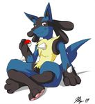  lucario male nintendo plain_background pok&#233;ball pok&#233;mon pok&eacute;ball pok&eacute;mon red_eyes solo video_games white_background 