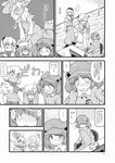  akase_rai alice_margatroid blush comic greyscale hair_bobbles hair_ornament hairband hat highres kawashiro_nitori kirisame_marisa long_hair monochrome multiple_girls patchouli_knowledge short_hair touhou translated two_side_up 