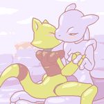  abra ambiguous_gender duo kissing legendary_pok&#233;mon mewtwo nintendo pok&#233;mon pok&eacute;mon slowpoke video_games 