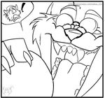  amonomega bandanna black_and_white canine drink gaping_maw johnny_colossus line_art lupine_assassin micro monochrome open_mouth vore wolf work_in_progress 