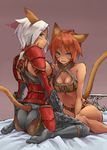  bed blue_eyes breasts cat_ears clothed clothing feline female final_fantasy final_fantasy_xi hair kemonomimi mammal mithra nekomimi red_hair skimpy tail tail_button_bottoms tail_clothing unconvincing_armor unconvincing_armour unknown_artist video_games white_hair 
