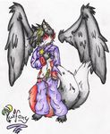  collar exposed fox male mammal nipple-ring nipple_piercing nipples pajamas piercing plain_background pyjamas star tails twi twifoxy underwear white_background wings 