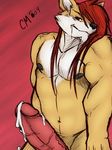  blue_eyes canine cum cursedmarked drool erection grin hair hyper looking_at_viewer male muscles nipples notveryathletic nude penis pose presenting red_hair red_wolf saliva solo standing wolf wolf_nanaki 