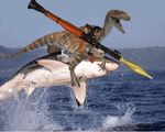  awesome compression_artifacts dinosaur edit fish great_white_shark marine photoshop ranged_weapon raptor rocket_launcher rpg scalie sea shark shopped theropod unknown_artist water weapon what 
