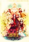  6+girls aohigeko apple book broom bunny buranko_(marchen) church coffin cross doll dornroschen dwarf elyse food frog fruit highres holding holding_food holding_fruit houmuari idoko key marchen marchen_von_friedhof marz_von_ludowing multiple_girls nun_(marchen) prince princess schneewittchen sleeping_beauty sound_horizon tettere 