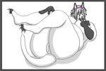  breasts canine chubby dripdry female head_band headband hindpaw jackal mammal milf mother nude overweight parent paws plain_background pussy solo unknown_artist white_background 