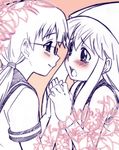  blush bracelet flower glasses hikari_(mitsu_honey) ikamusume jewelry lily_(flower) long_hair multiple_girls open_mouth sakura_kiyomi shinryaku!_ikamusume tears yuri 