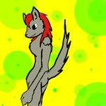  chaoswerewolf female green nude red solo tail yellow 
