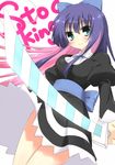  blush dress goth gothic panty_&amp;_stocking_with_garterbelt smile stocking_(character) stocking_(psg) stripes_i_&amp;_ii sword weapon 