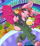  bar bat breasts claws clothing drink fangs female fruit headband indoors rabid solo tongue wings 