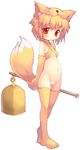  animal_ears bad_id bad_pixiv_id bell belly blonde_hair cameltoe elbow_gloves fox_ears gloves highres legs maebari moonlight_flower navel ragnarok_online red_eyes short_hair solo tail thighhighs tsuderou 