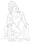  anthro lizard monochrome plain_background pool reptile scalie solo unknown_artist white_background 