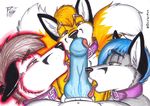  alex_frostpaw badcoin balls blue_penis brown_eyes canine collar fox glowfox green_eyes knot licking male oral orgy penis purple_eyes retracted_foreskin sheath tails takum tongue 