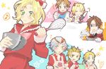  6+boys alternate_costume apron bad_id bad_pixiv_id blonde_hair blush bow bowl brown_hair butz_klauser christmas directional_arrow dissidia_final_fantasy final_fantasy final_fantasy_ii final_fantasy_iii final_fantasy_ix final_fantasy_v final_fantasy_vi final_fantasy_viii final_fantasy_x frioniel green_eyes knife male_focus moenyan2 multiple_boys onion_knight ponytail silver_hair smile squall_leonhart tidus tina_branford whisk zidane_tribal 