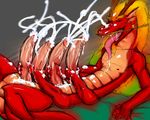  bobby123 chinese_dragon claws cum dragon erection horns lizard male masturbation mizers multi_cock multilimb multiple_arms nude penis red scalie solo tail tongue 