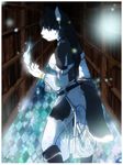  detached_sleeves dog female fire husky kubikitsune kubikitsune_(artist) legwear library looking_at_viewer looking_back mammal solo stockings tail 