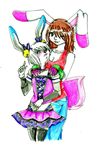  corset crossdressing cute female fur girly hair heterochromia karu lagomorph male mammal maverick_skye pink pink_clothing pink_fur plain_background rabbit standing unknown_artist white_background 