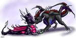  blush claws crystal cynder dragon female feral forked_tongue gift horn horns licking male nero ratte scalie spyro spyro_the_dragon tail tongue video_games wings 