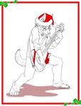 bow canine christmas claws clothed clothing ears eyewear glasses guitar guitar_pick hat holiday holidays male mammal pants plain_background ribbons sefeiren shadow shirt solo strap tail tongue white_background xmas 