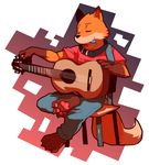  canine cute fox fur gazpacho gazpacho_(artist) guitar male mammal paws pick plain_background sitting solo tuning white_background 