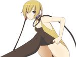  bad_id bad_pixiv_id blonde_hair dressing gym_leader kamitsure_(pokemon) nanakusa_amane panties pantyhose pantyhose_pull pokemon pokemon_(game) pokemon_bw purple_eyes short_hair simple_background solo underwear 