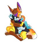  brown_hair canine cub cuddle cuddling cute cwtch diaper eyes_closed female fox hair infantilism kalida kalida_(character) male mammal silkenpaws size_difference smile young 