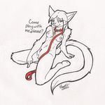  anthro breasts cat collar feline female leash mammal monochrome nipples nude orangy plain_background presenting pussy simple_background sketch solo teasing unknown_artist white_background 