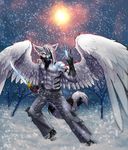  canine crystal epic foxxieangel male outside snow solo sword tempest_omega weapon wings wolf 