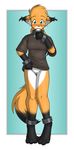  anthro blue_eyes blush bottomless canine female fox hair keidran mike_(twokinds) orange slave solo tail tom_fischbach twokinds 