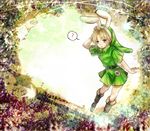  ? animal_ears bad_id bad_pixiv_id blonde_hair blue_eyes bunny_ears compass hat link male_focus pointy_ears solo suzuno_(kazahanasu) the_legend_of_zelda the_legend_of_zelda:_ocarina_of_time young_link 