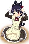  animal_ears black_hair black_legwear blush gokou_ruri hairband highres k10k long_hair maid mole mole_under_eye open_mouth ore_no_imouto_ga_konna_ni_kawaii_wake_ga_nai pantyhose red_eyes sitting solo tail 