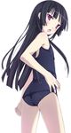  amatsuka_urara baby_princess black_hair fang ink_(artist) long_hair looking_back one-piece_swimsuit red_eyes school_swimsuit solo swimsuit 