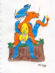  anal_penetration charizard digimon dragon erection exveemon gay male nintendo penetration penis plain_background pok&#233;mon pok&eacute;mon unknown_artist video_games white_background 