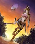  aircraft airship belt escape feline female mammal myenia outside serval solo sword weapon 