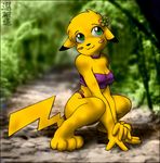  female flower flower_in_hair forest hair_flower nintendo pikachu pok&#233;mon pok&#233;morph pok&eacute;mon pok&eacute;morph solo tree unknown_artist video_games wood 