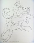  black_and_white breasts canine female fox male mammal monochrome myenia nude penis plain_background sex side_boob sketch straight white_background wolf 