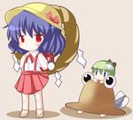  backpack bag blush_stickers kochiya_sanae minigirl multiple_girls pyonta r_pascal randoseru rope shimenawa touhou yasaka_kanako 