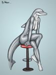  anthrofied breasts cetacean dolphin female human_feet mammal marine nipples sitting solo stool tail unknown_artist webbed_hands 