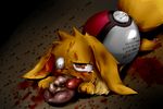  blood crushed dagasi death eevee gore guro heavy_ball hi_res internal_organs japanese_text nintendo organs pikachu pok&#233;ball pok&#233;mon pokeball pokemon solo tears text video_games 