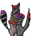  canine chance_wulfe chaoswerewolf couple female hug kristorz male nude raccoon wolf 