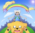  adventure_time canine dog finn jake rainbow rainicorn unknown_artist 