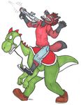  alliieennss gun male mammal mario_bros nintendo plain_background ranged_weapon rydian super_nintendo super_scope video_games weapon white_background yoshi 