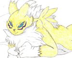  blue_eyes canine chest_tuft digimon drawing fox furryreconz hi_res look looking_at_viewer renamon yellow 