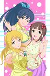  amami_haruka ganaha_hibiki hoshii_miki idolmaster idolmaster_(classic) issei multiple_girls open_mouth smile v 