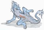  blue_body dragon feral hair male penis plain_background scalie solo tylon white_background white_hair 