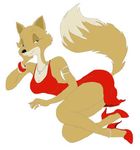  canine female fox high_heels jewelry random red_dress site solo vixen 
