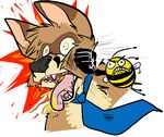  bee beeee blood clenched_teeth falcon_punch fender ferrox fight furaffinity honey male necktie pain plain_background punch rage teeth tongue violent white_background wings 